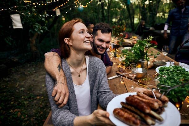 Grilling Kielbasa with friends and family